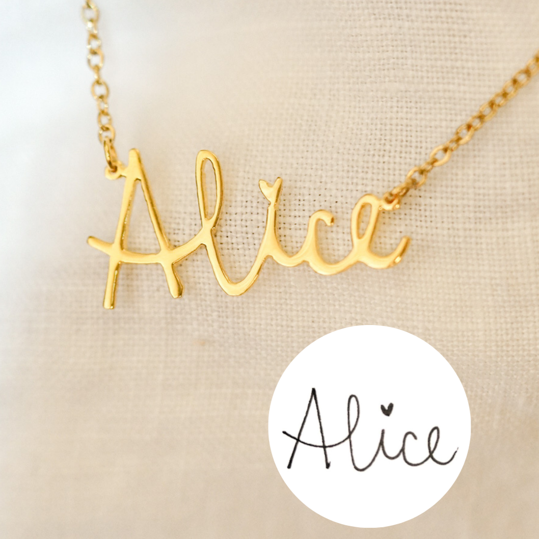 Personalized Handwriting Own Font Own Design Name Necklace Vallie