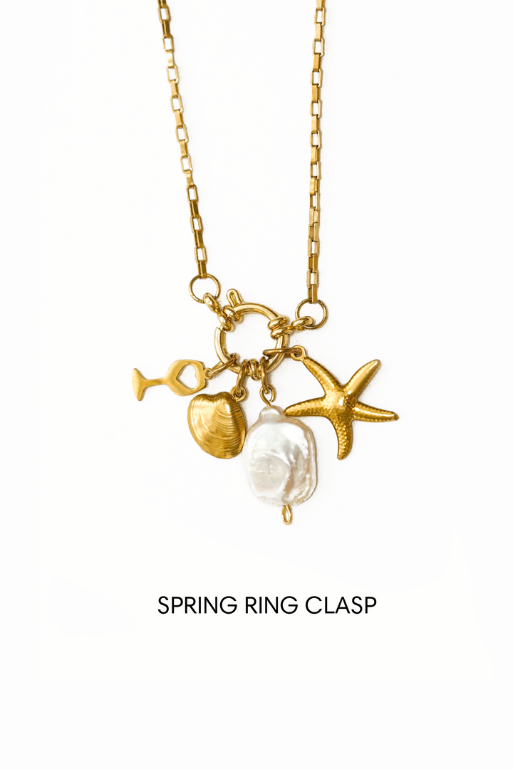 Carabiner &amp; Spring Clasp Gold Necklace Bespoke Charms