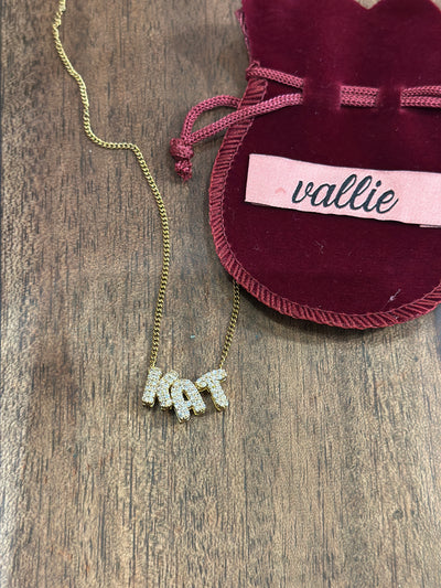 The Golden Bubble Letter Name Necklace