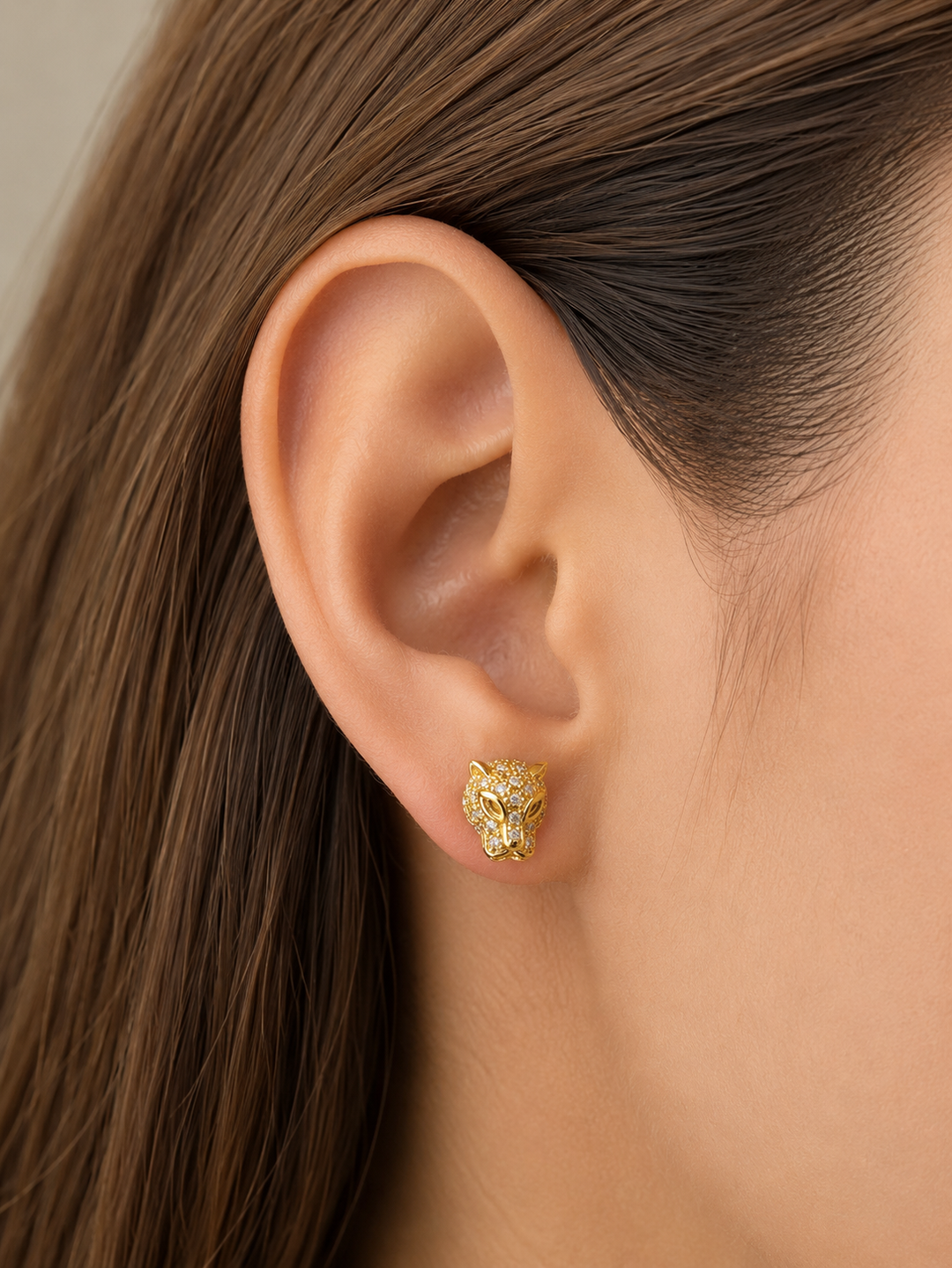 Leopard Gold Studs