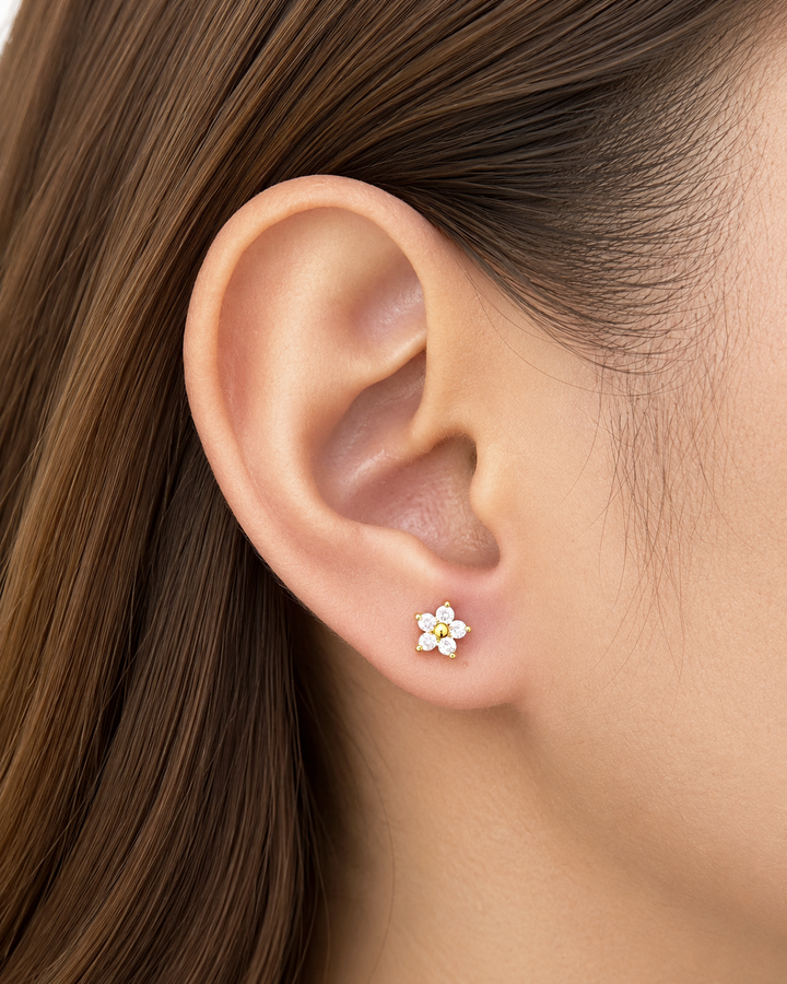 Veronique Floral Gold Studs