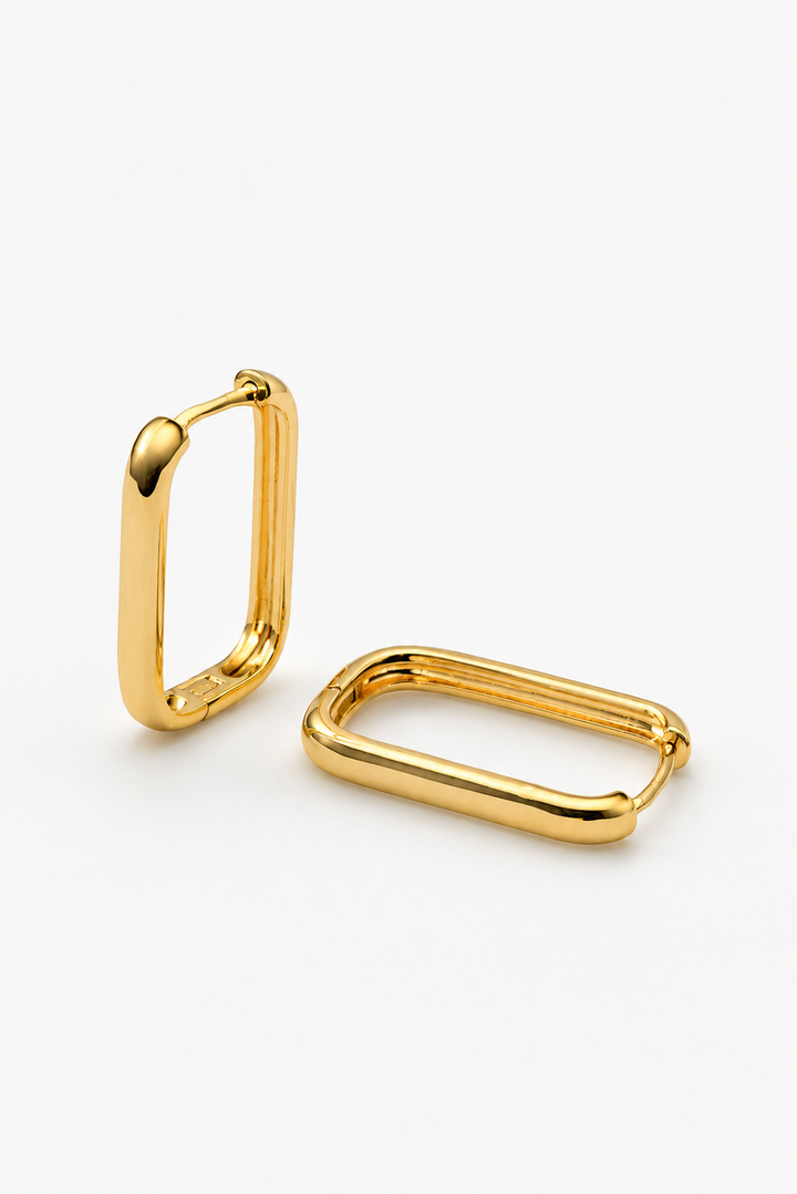 Rhode Rectangular Gold Hoops