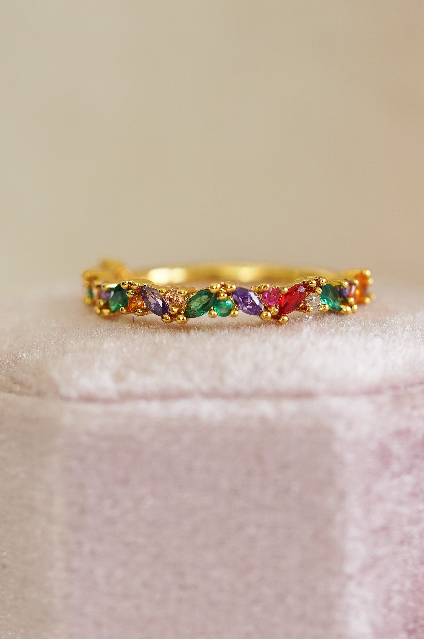 Cassie Multicolored Gold Sparkling Ring