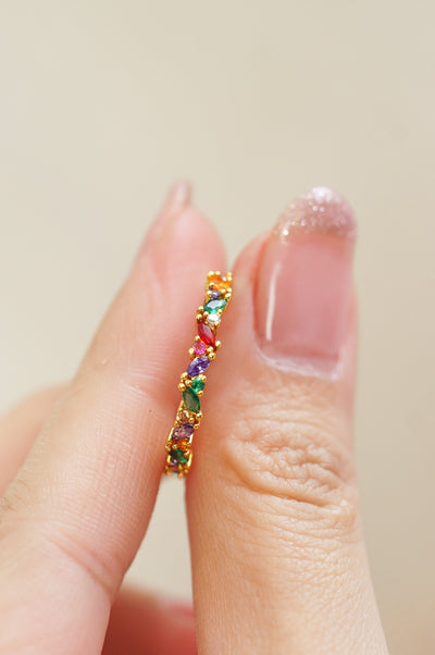 Cassie Multicolored Gold Sparkling Ring