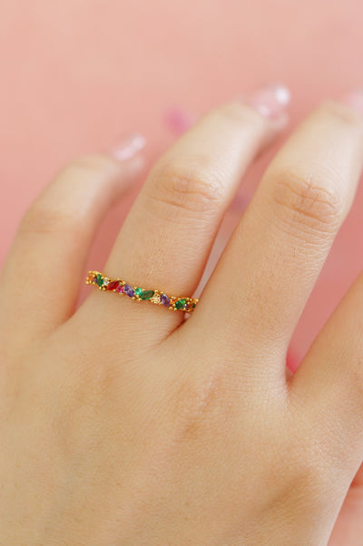 Cassie Multicolored Gold Sparkling Ring