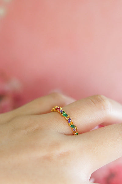 Cassie Multicolored Gold Sparkling Ring