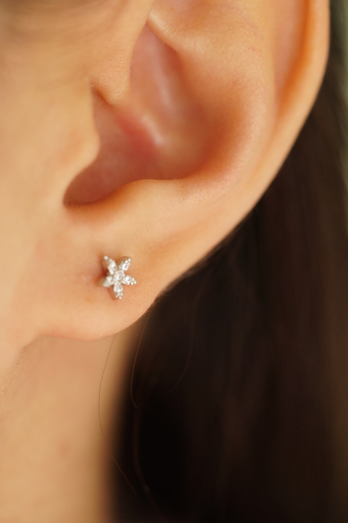 Astrid Flora CZ Silver Studs