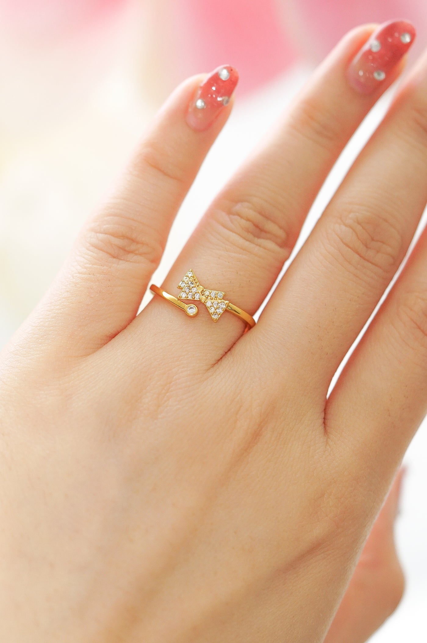 Mallory Bow Sparkling Gold Ring