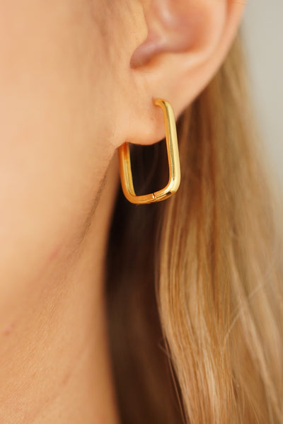 Rhode Rectangular Gold Hoops