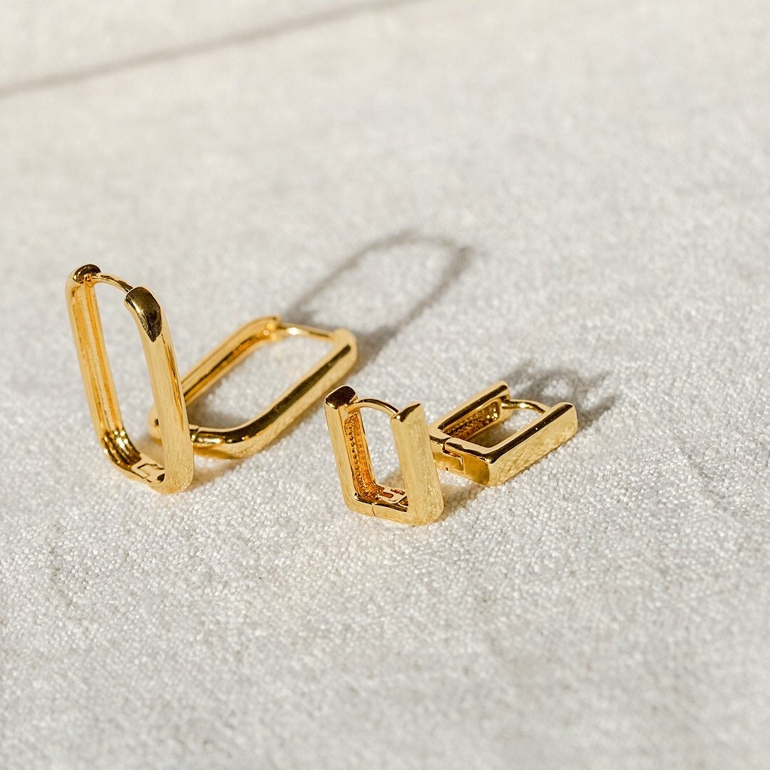 Rhode Rectangular Gold Hoops