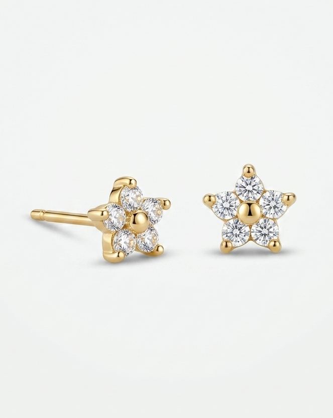 Veronique Floral Gold Studs