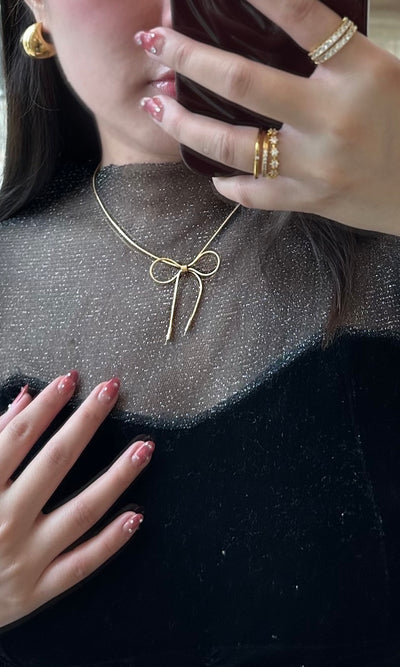 Mira Bow Gold Necklace