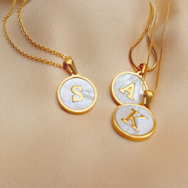 Initial Letter Mother of Pearl Necklace
