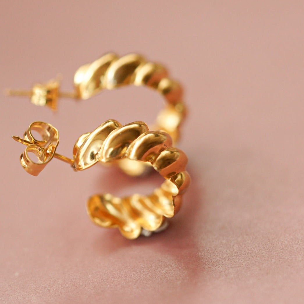 Croissant Dome Gold Hoops