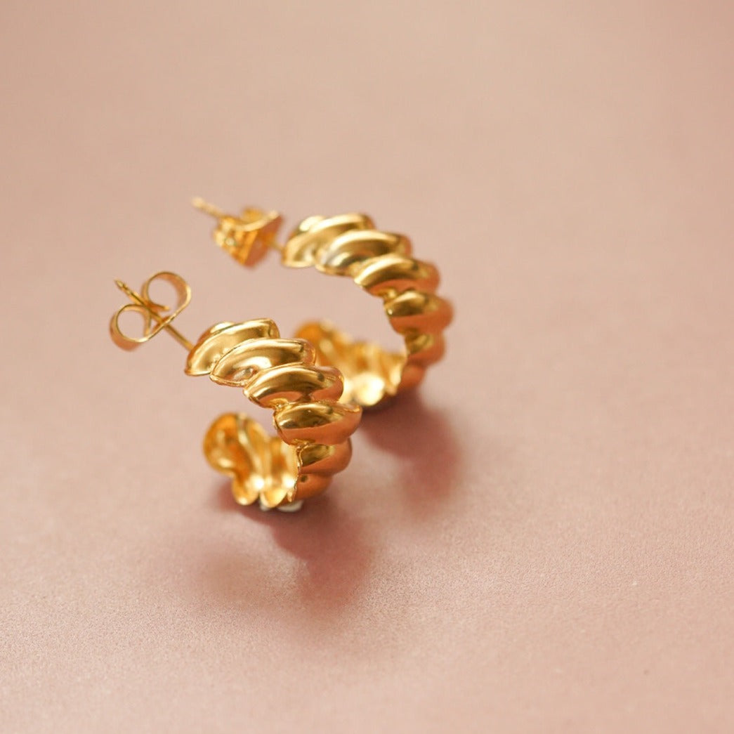 Croissant Dome Gold Hoops