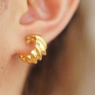 Croissant Dome Gold Hoops