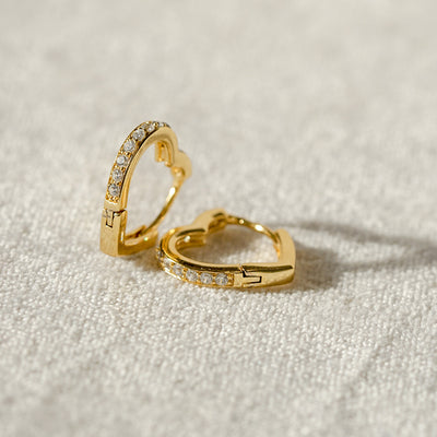 Amorette Heart Gold Hoops