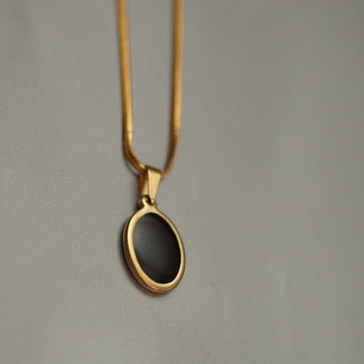 Black Charm Gold Men Necklace