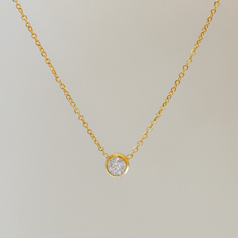 Dainty Solitaire Gold CZ Necklace