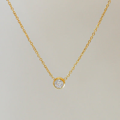 Dainty Solitaire Gold CZ Necklace