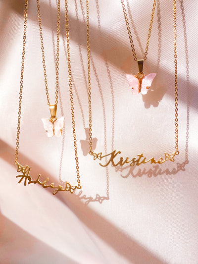 Personalized Butterfly Name Necklace